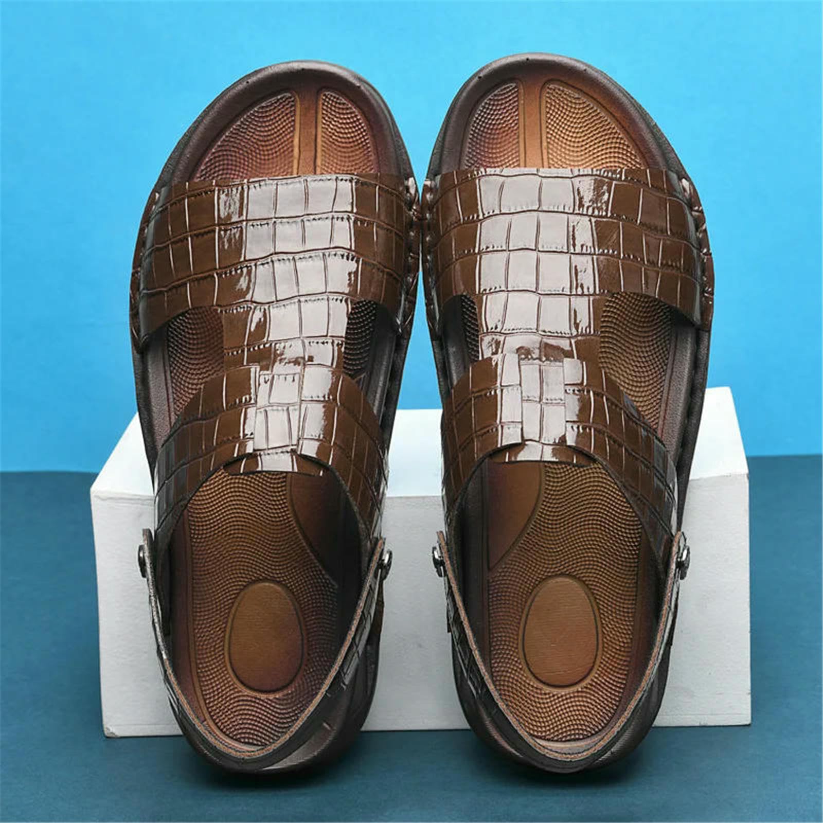 Claquettes Hommes Femme Sandales Chaussures De Camping Travail Quotidiennes-marron-2-43