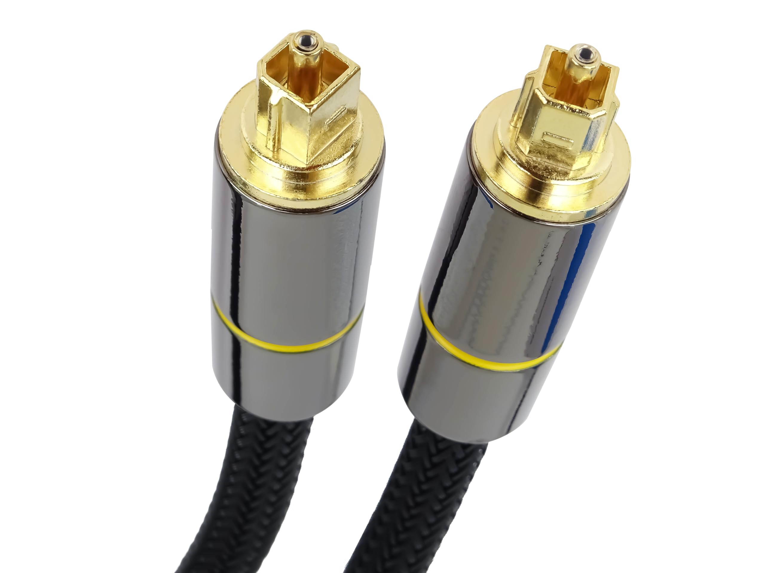 PremiumCord Optyczny Kabel Audio Toslink 0,5 m, Złącze Wtykowe Toslink, Kabel Cyfrowy do Systemu Stereo Hi-Fi Soundable TV, HQ Audio, Metalowa Konstrukcja + Nylon, Kolor Czarny, Złoty