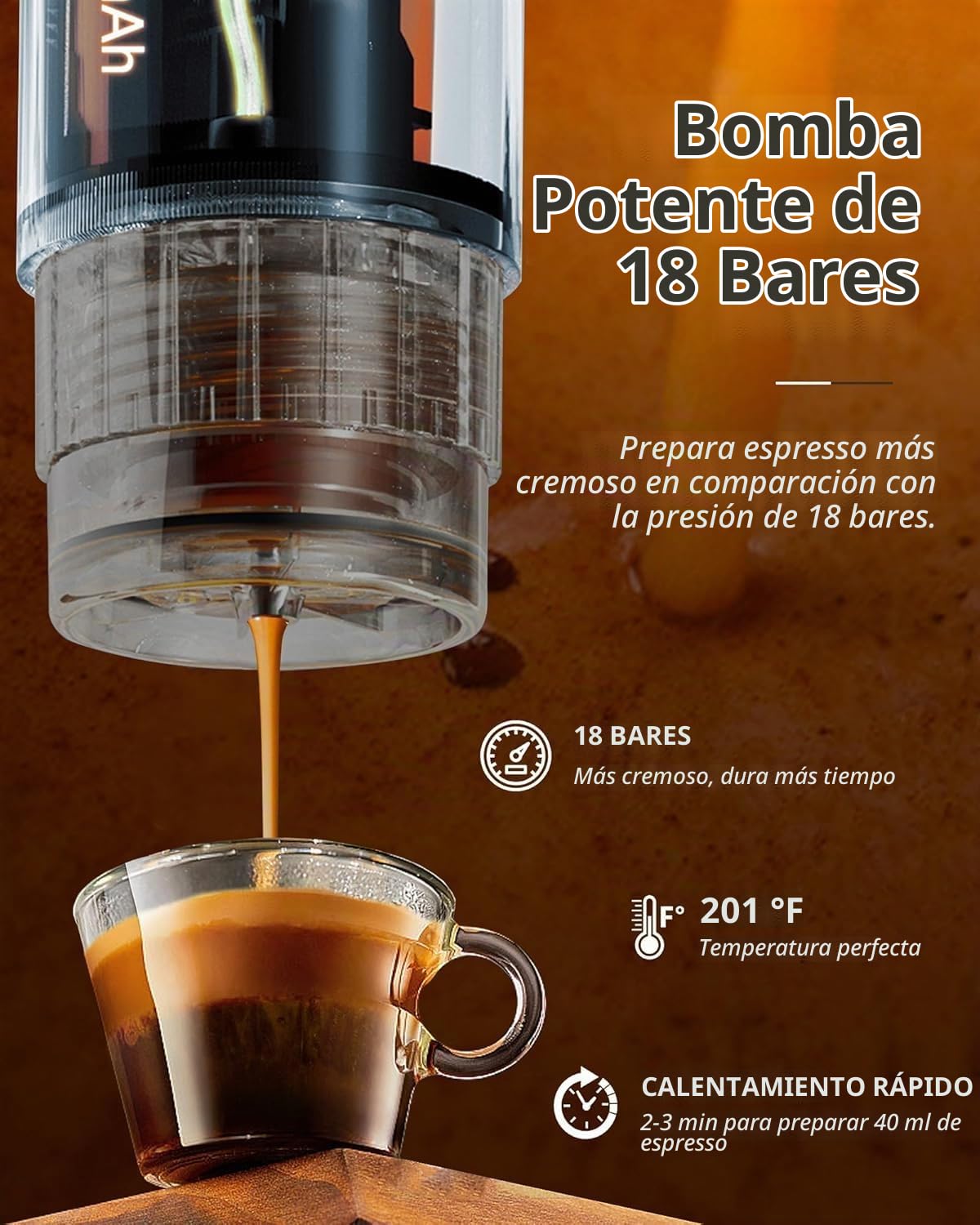 CONQUECO Máquina de café expreso portátil – Cafetera eléctrica de viaje con batería – para 12 V coche y camión y camping – Compatible con la cápsula Nespresso y la cápsula L'or