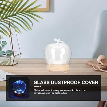 Glass Dome with LED Light Base, Decorative Glass Cloche for Desktop Display and Christmas Dustproof Ornament Cover