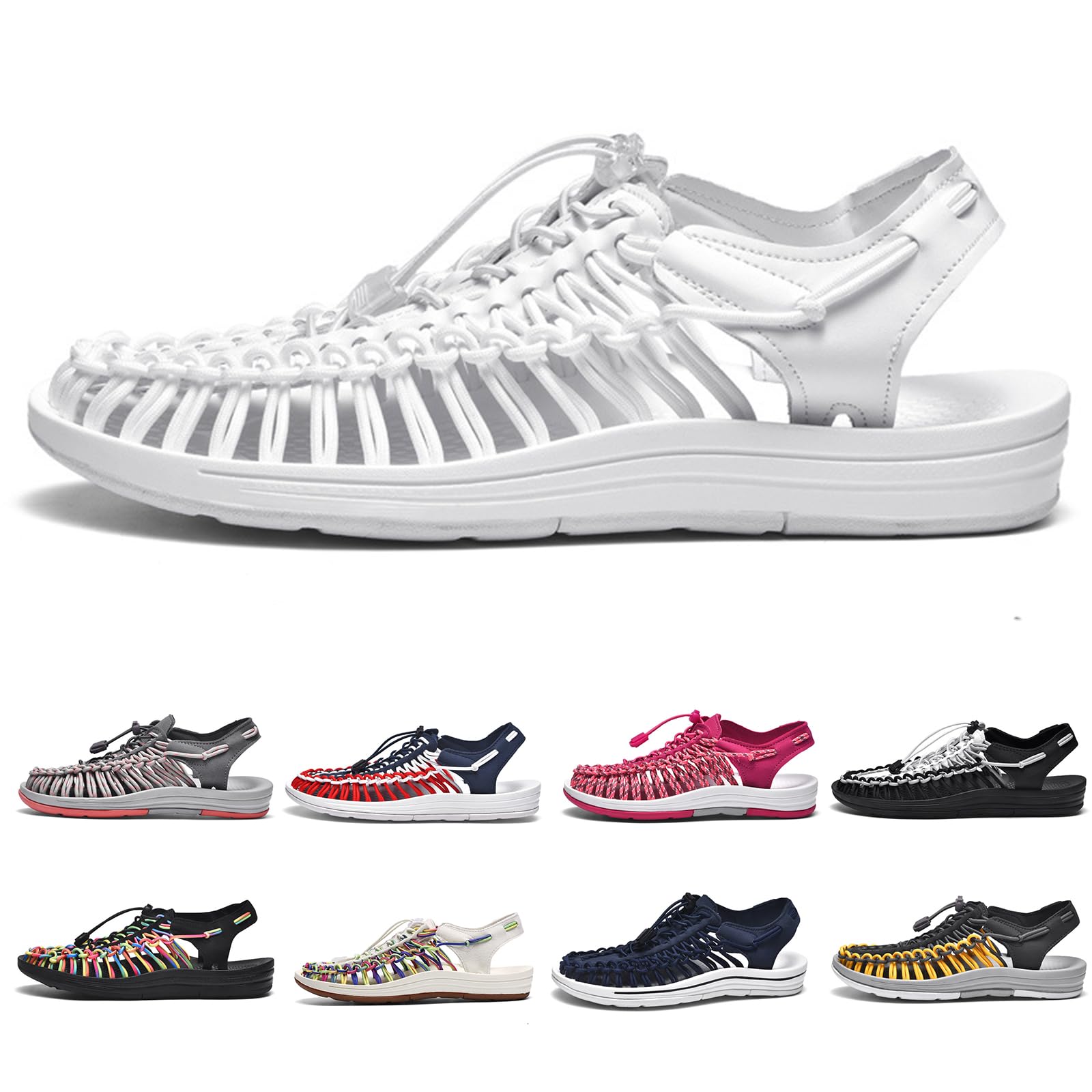 Gezolligheid Large Size Unisex Rope Sport Sandals Men's Fisherman Shoes Women's Hand-Woven Shoes Comfortable Couple Lightweight Beach Sandals