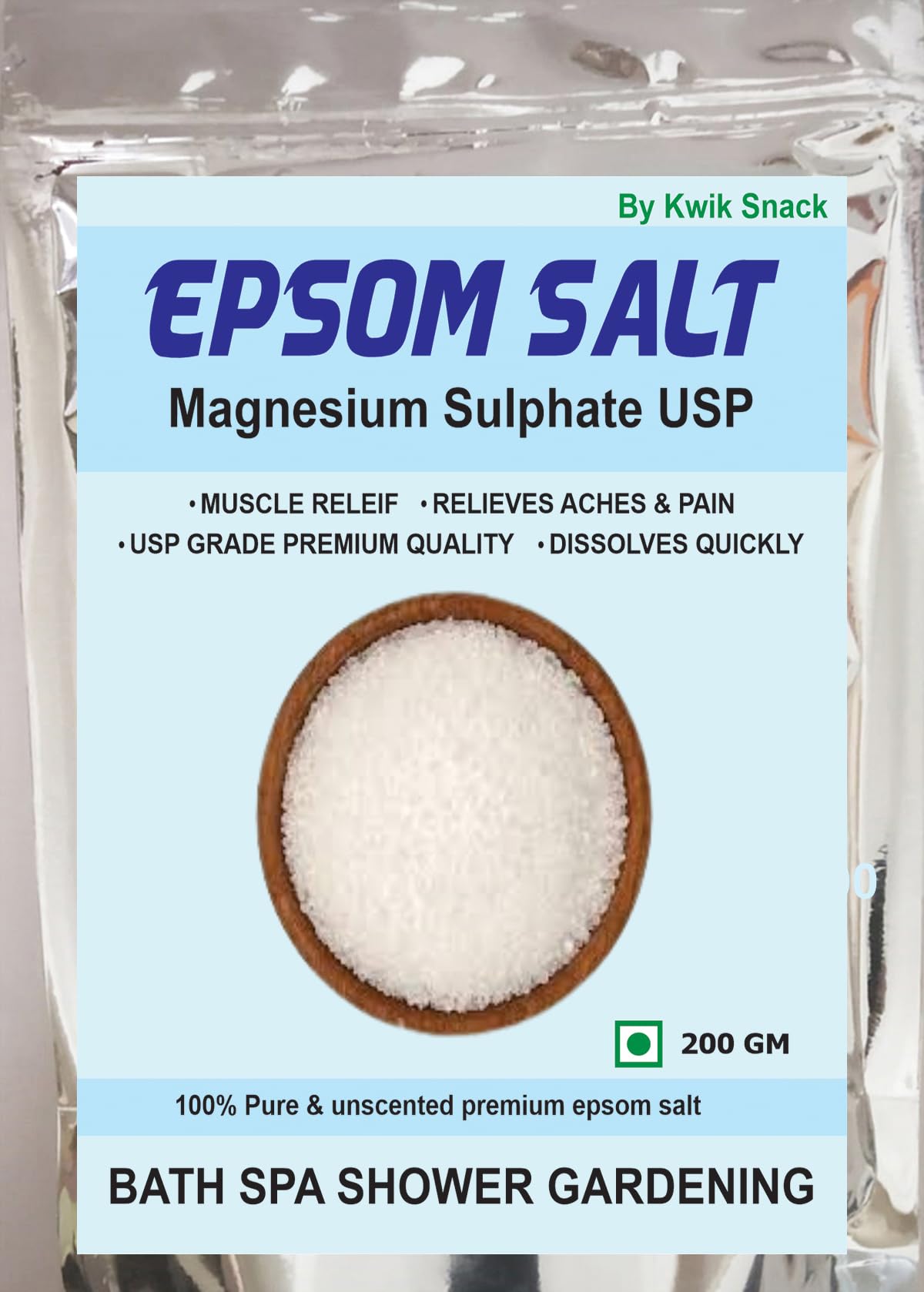 Epsom Salt - Bath Salt | Pure & Natural Sea Salt | Full Body Spa | Muscle Pain Relief | Moisturizing & Skin Cleaning | 100% Vegan | Organic & Ayurvedic | 200 GM-image-45