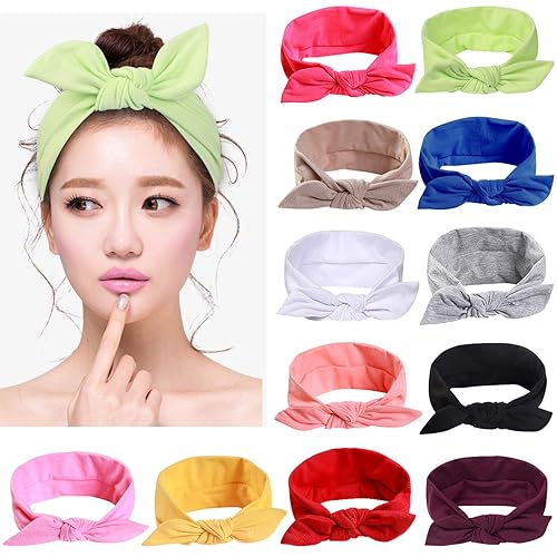 12 diademas de color sólido para mujer diademas elásticas para el cabello bandas elásticas de algodón accesorios para mujer moda deportiva