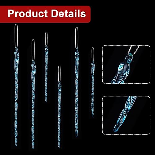 Miniatura 3 de Carámbano de vidrio de 3.5 a 7.8 pulgadas, adornos de Navidad de carámbanos de vidrio torcido, decoraciones de carámbanos para colgar (azul claro,