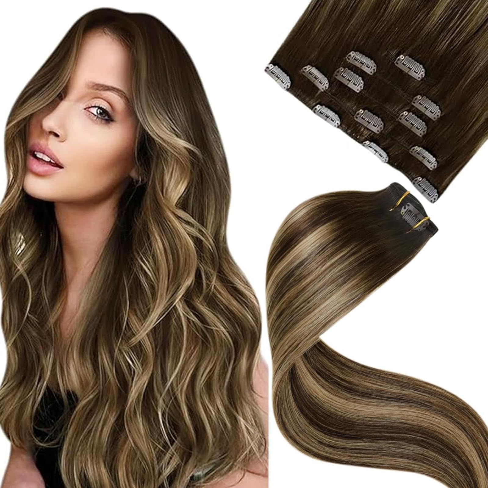 LaaVoo Extensions Echthaar Echt Haar Extension Clip Haarverlängerung Echthaar