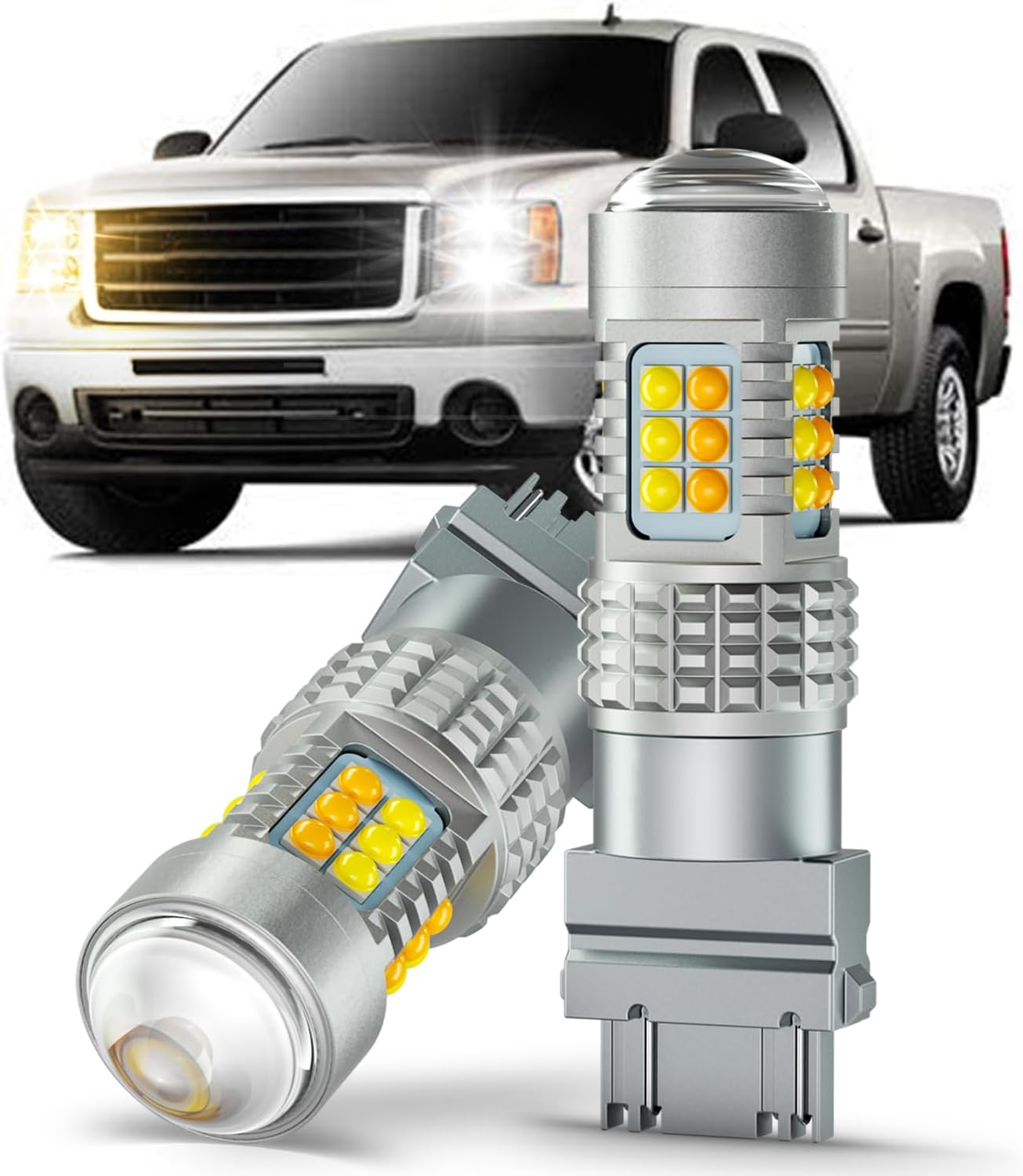 LED Turn Signal Bulbs for 2015-2025 Ford Transit 150 250 350, Dual Color White/Amber Switchback DRL Parking Lights, 2PCS