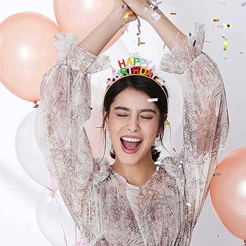Miniatura 2 de NVENF Diadema de cumpleaños para niña, feliz cumpleaños, corona, pastel, tiara de cumpleaños para niñas, accesorio de cumpleaños