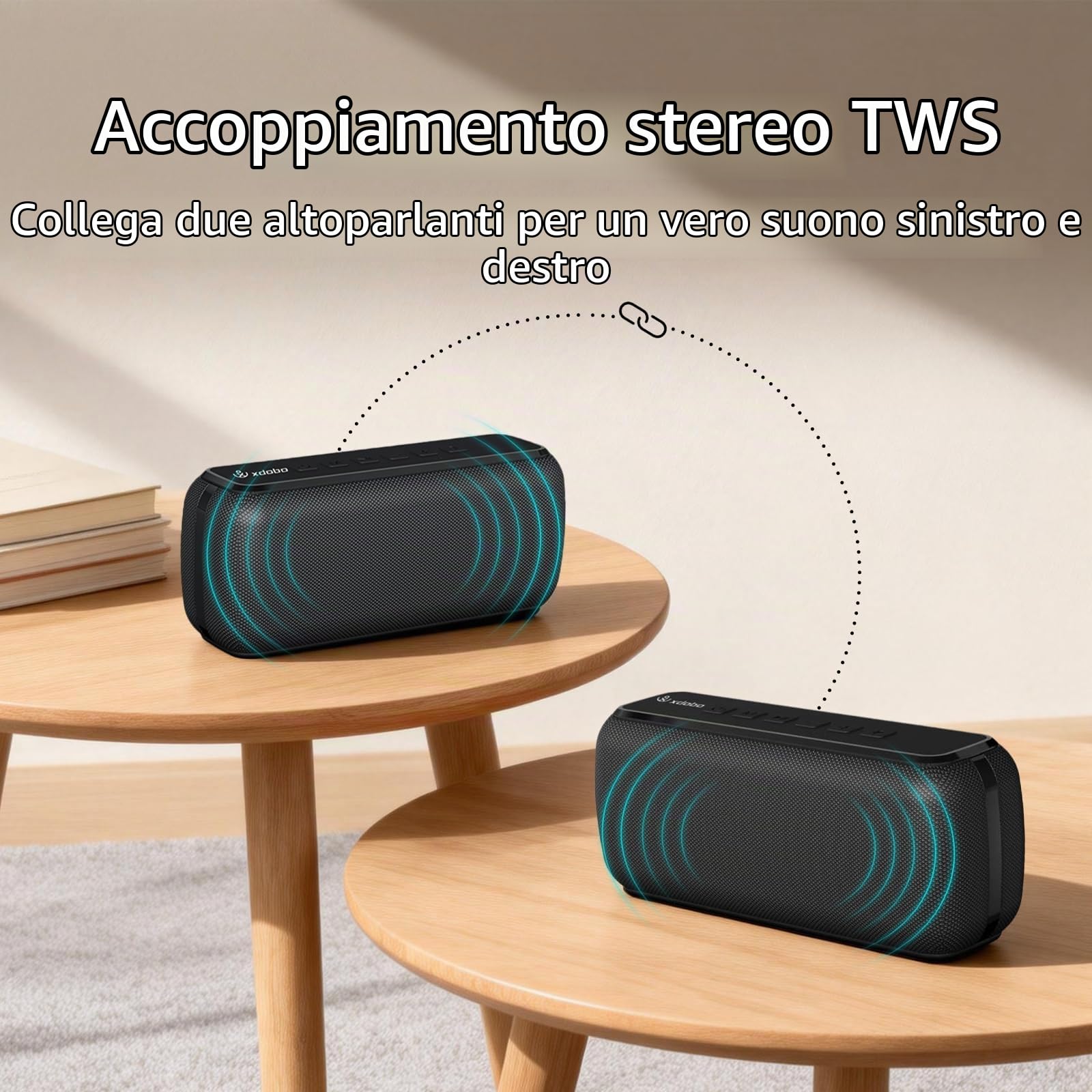 XDOBO X8 II Altoparlante Bluetooth Portatile 60W, Speaker Wireless con Bassi Profondi, Impermeabile IPX5, Bluetooth 5.0, TWS Stereo Pairing, 8 Oredi Autonomia, TF Card e AUX, Cassa per Outdoor e Party