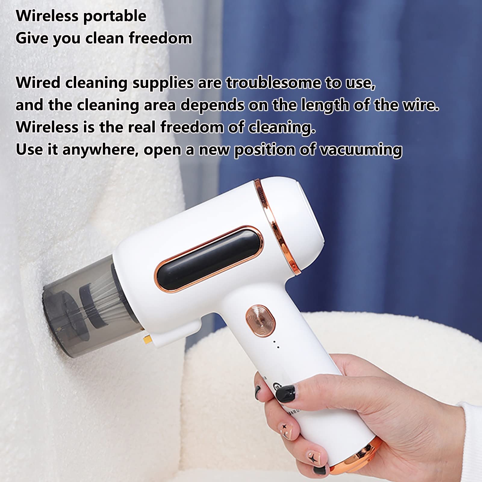 PAHION Wireless Aspirapolvere Portatile 7500 Pa UV Aspirapolvere Per Acari cattura polvere Antiacaro Elimina Il 99,99% Degli Acari Della Polvere Per Pulizia Materasso, Cuscini, Divani