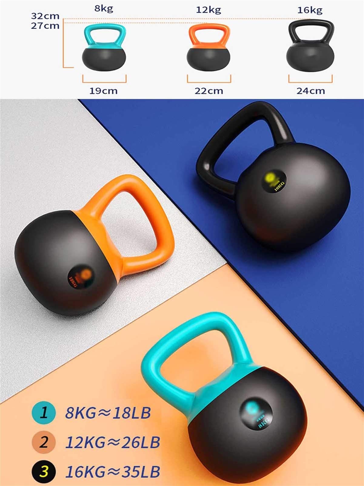 Kettlebell Soft Kettlebell, Home Palestra Professional Core Forza di Allenamento Peso Allenamento, Guscio Morbido in PVC Anti-collisione, 8KG / 18LB