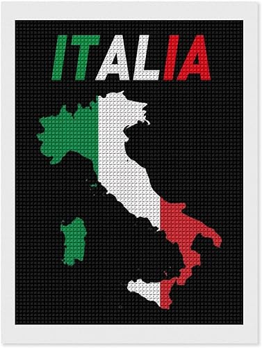 Miniatura 9 de Mapa de bandera de Italia, kit de pintura de diamante, taladro cuadrado completo, manualidades artísticas para decoración de pared del hogar