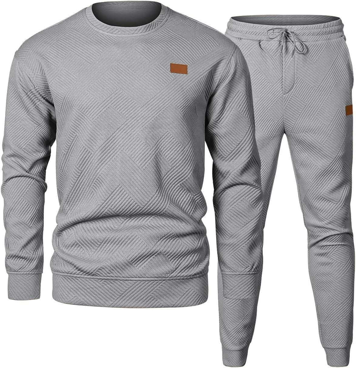 JMIERR Mens 2 Piece Outfits Knit Jacquard Pullover Sweatshirt Tracksuit & Joggers Sweatpants Sweatsuit Sets with Pockets