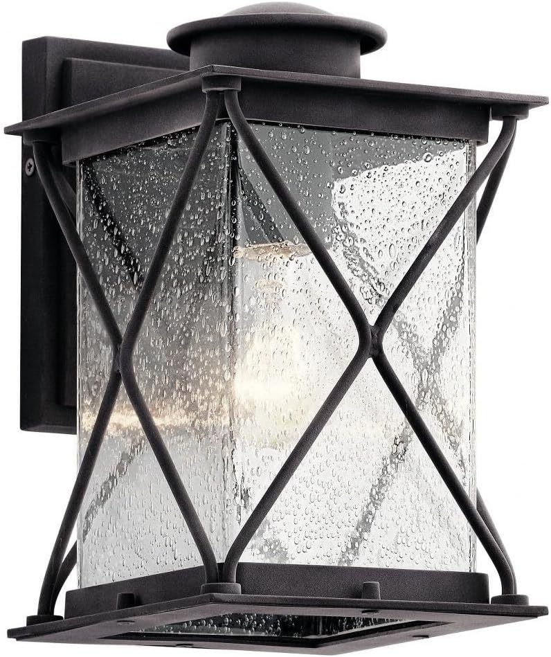 Kichler Argyle 10.25" 1 Light Outdoor Wall Light with Clear Seeded Glass in Weathered Zinc