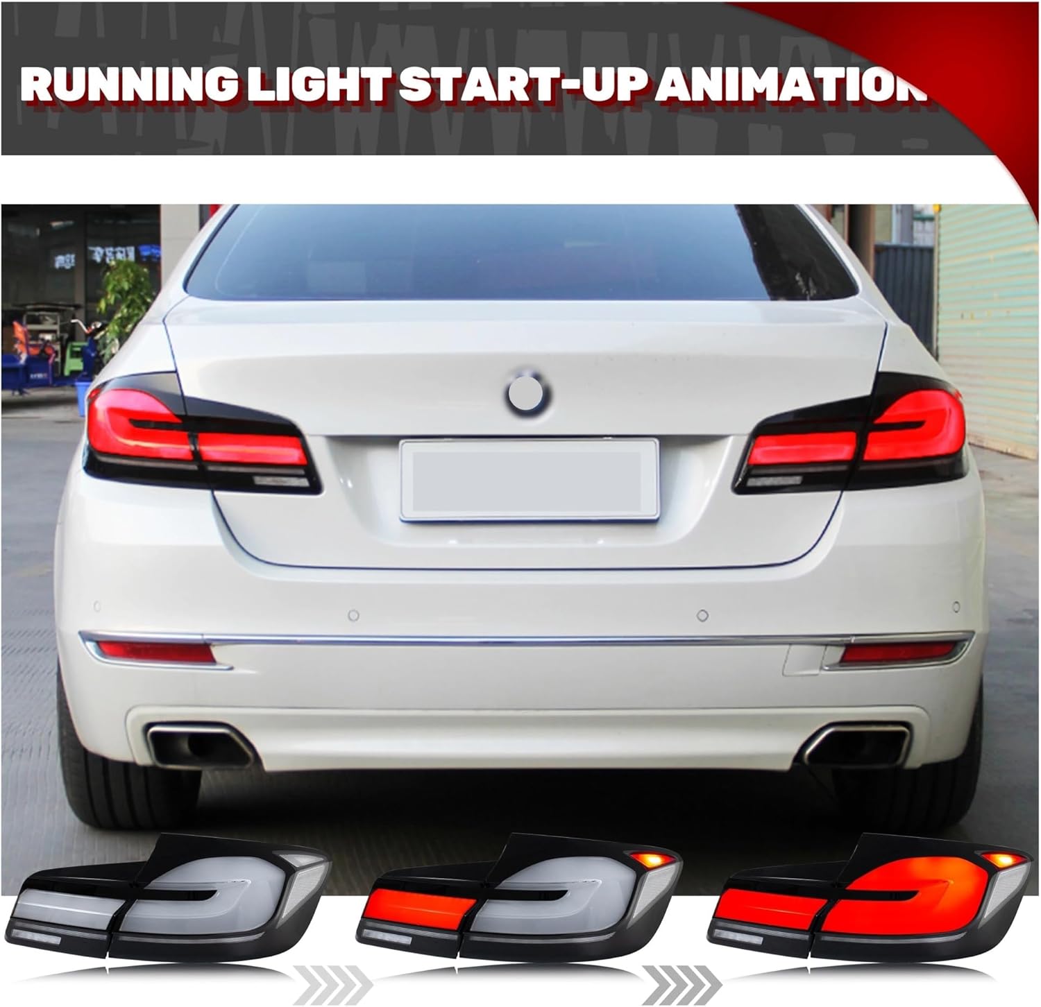 Dynamic Animation Sequential Turn Signal Rear Lamps Assembly Tail Lights | Compatible With BMW 5-Series F10 M5 2011-2016