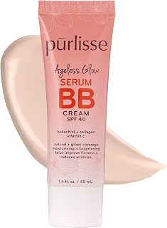 Purlisse Ageless Glow Serum BB Cream SPF 40 with Bakuchiol & Vitamin C - Anti-Aging Dewy Finish for Fair Skin (1.4 oz)