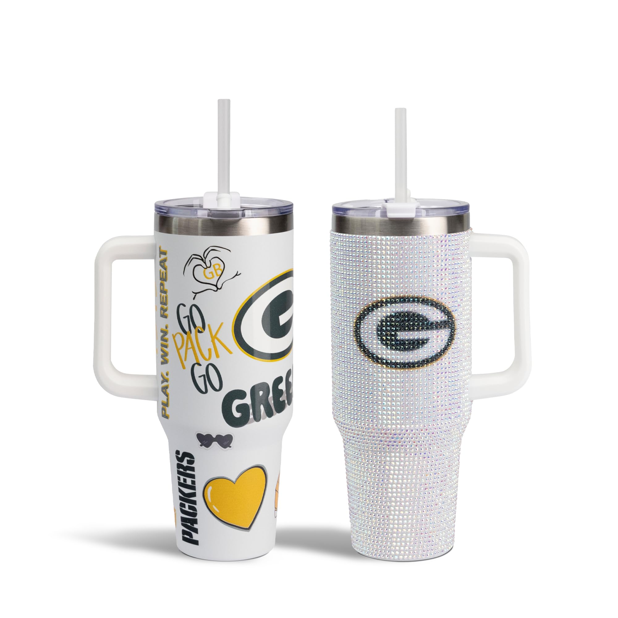 The Memory Company Officially Licensed 2-Pack Game Day Tumblers Team Spirit/Bling, Green Bay Packers
