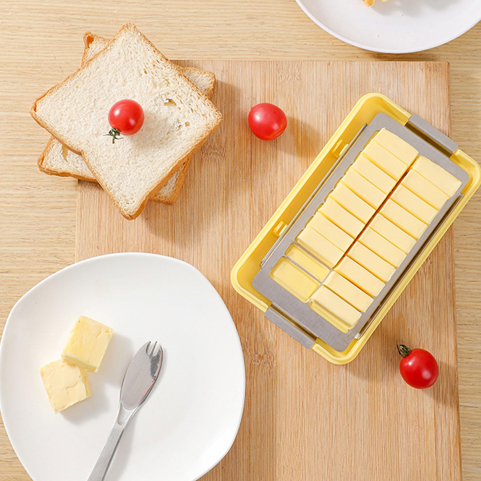 Boîte à beurre en plastique transparent facile à utiliser - Outil de coupe fiable pour le fromage et le beurre