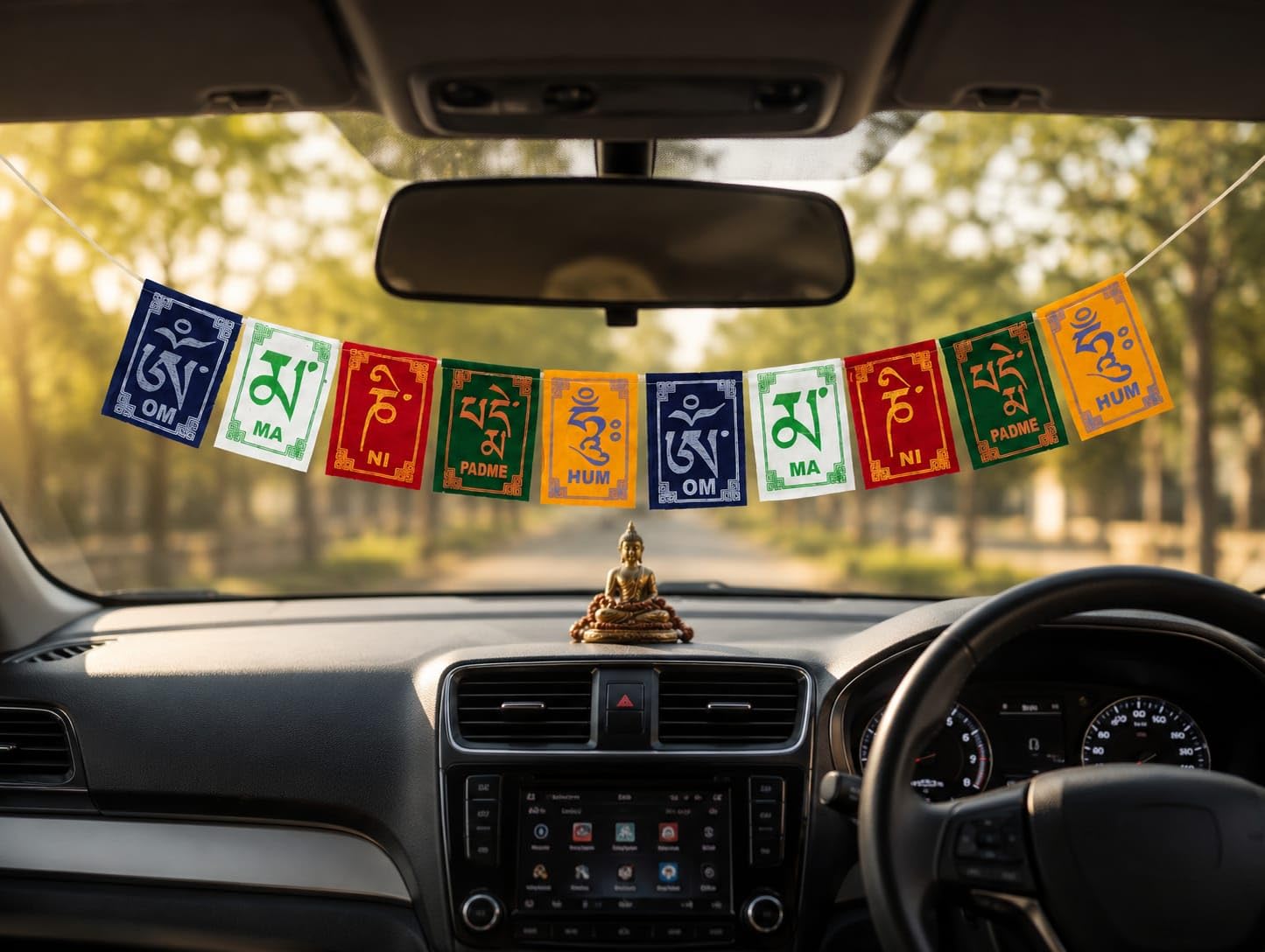 ThincAmaxe Tibetan Prayer Flag | Om Mani Padme Hum Buddhist Hanging Banner for Bike, Car, Scooter & Home Décor | Multicolor Spiritual Lucky Charm (For Car)-image-16