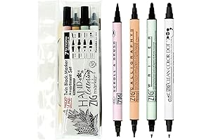 Kokuyo Zig Twin Marker BLACK 4 Assortment Set