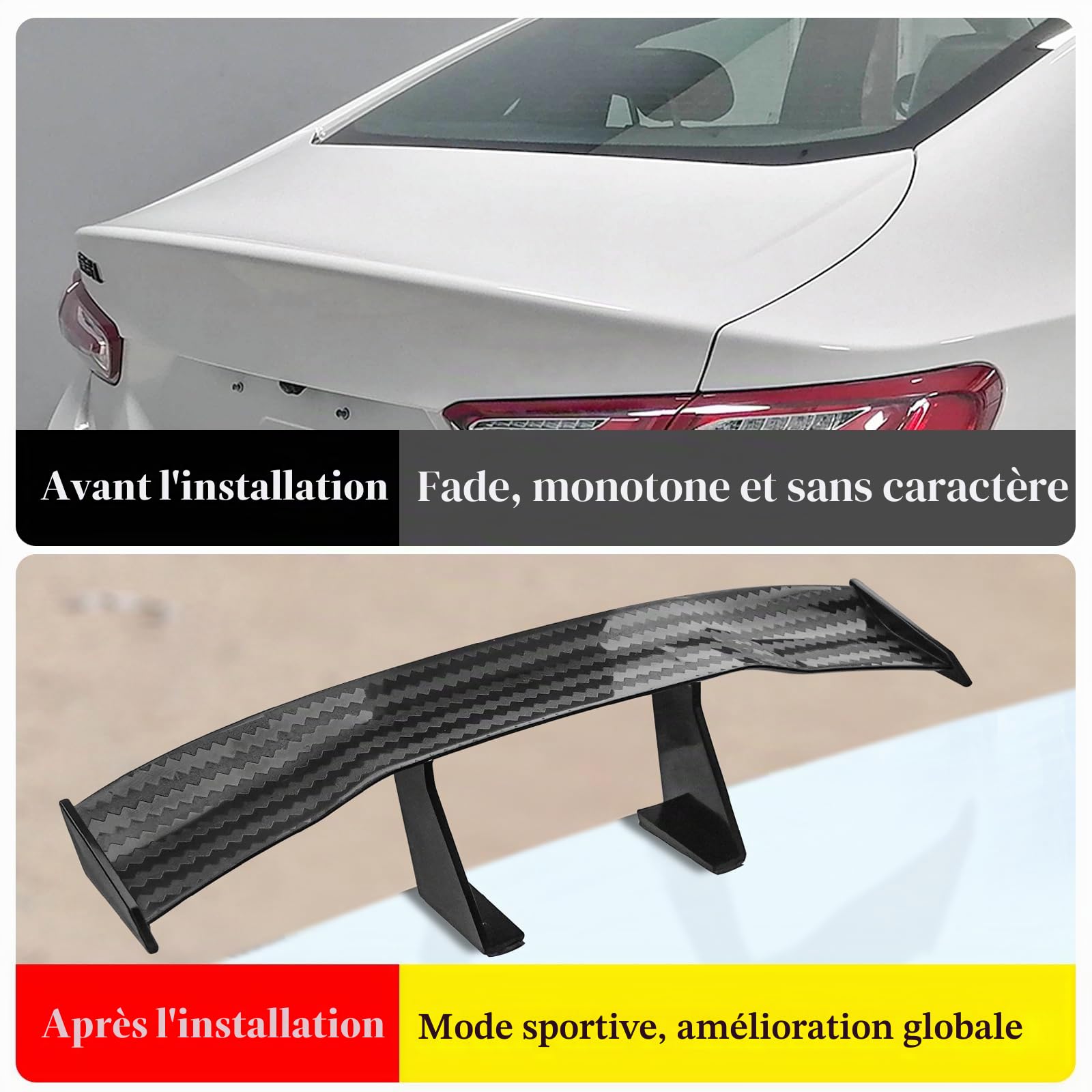 3PCS Mini Aileron De Voiture - Spoiler Aile De Queue Pour Véhicule