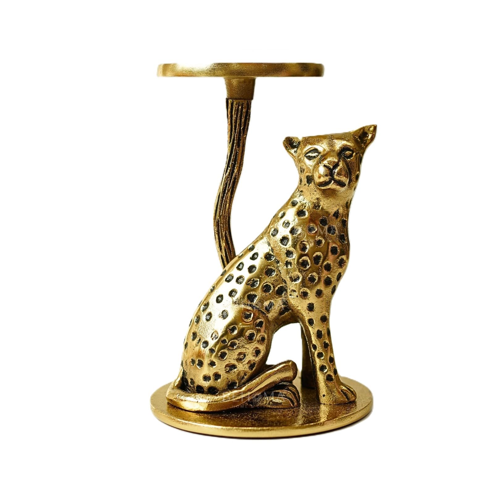 Gold Leopard Candle Holder, Metal Figurine, 16.5 cm Height, Animal Sculpture, Home Decor (1)-image-31