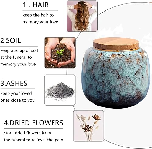 Miniatura 3 de Juego de 3 urnas pequeñas Juego de 3 urnas decorativas de cerámica para cenizas humanas Honra a tu ser querido perdido