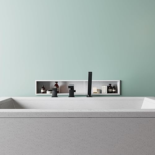 Miniatura 9 de Wathels Grifo de bañera contemporáneo de latón macizo romano con ducha de mano, juego de 3 agujeros (cromado)