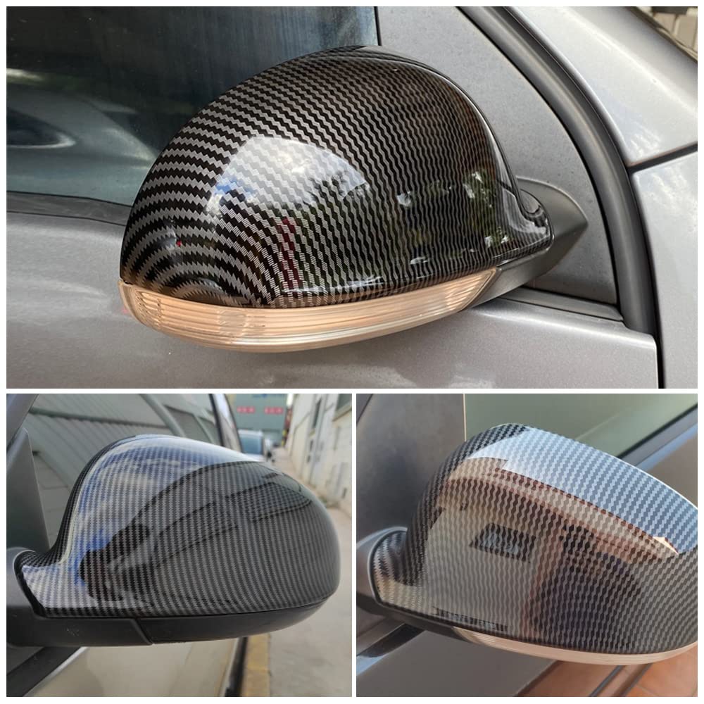 2 Piezas Cubierta De Cáscara del Espejo Retrovisor Izquierdo y Derecho del Coche para VW GOLF 5 V MK5 GTI Jetta Pa=ssat B5.5 B6 EOS Sharan Superb (fibra de carbono)
