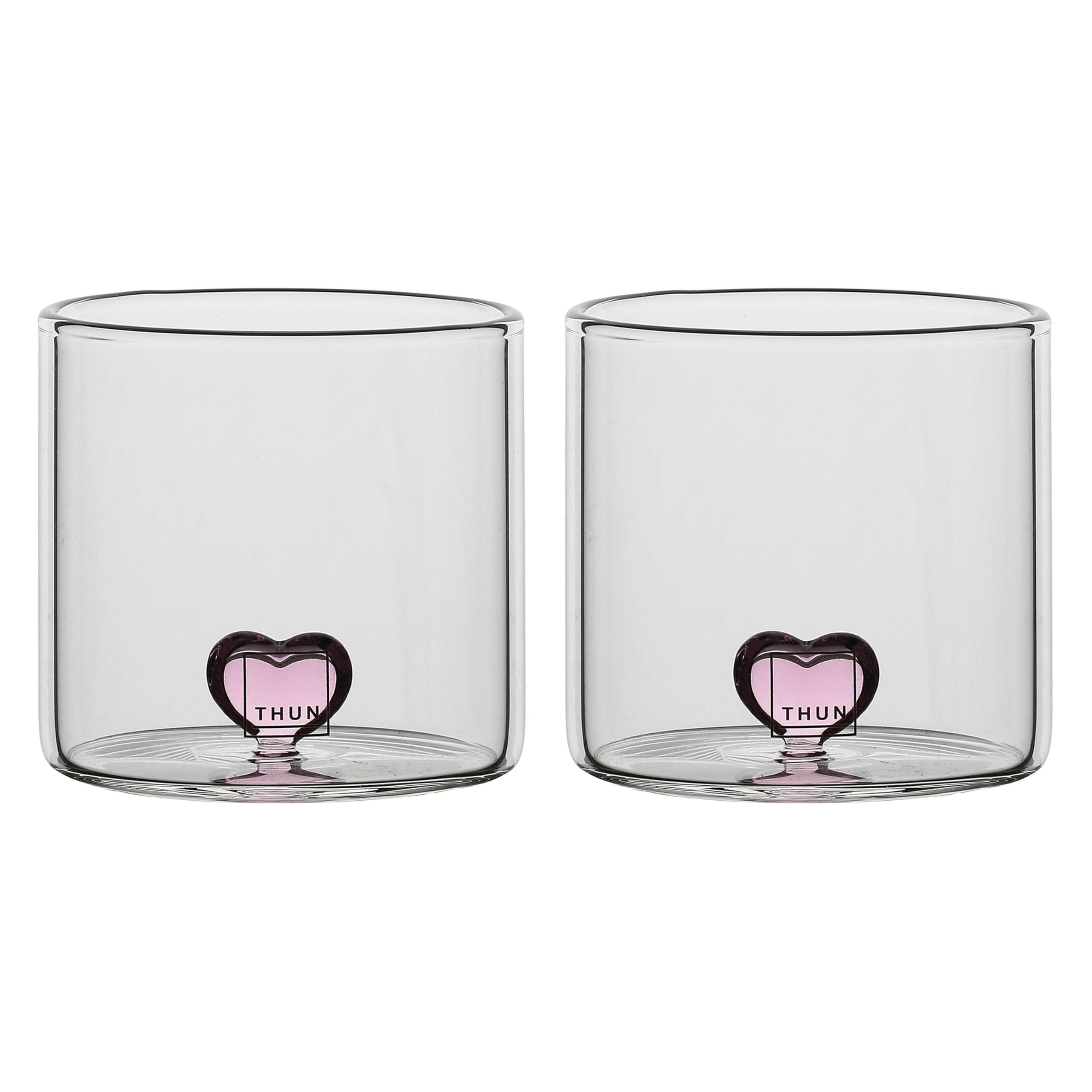 THUN - Set 2 bicchierini con cuore - vetro - Collezione Bomboniera - Ø 6 cm - 6.2 cm h (Confezione da 2)