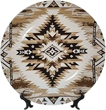 Bone China Decorative Plate 7in Ceramic Decorative Plates with Display Stand Native American Dinner Plates Art Crafts Round Ceramic Ornaments Art Porcelain Plate for Home Office Wall Decor