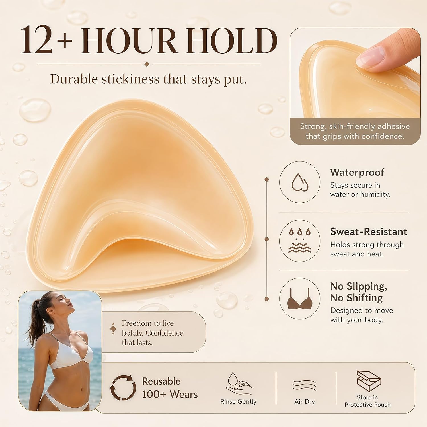 Snowy Double Sided Sticky Bra Inserts Push Up for Strapless Dress