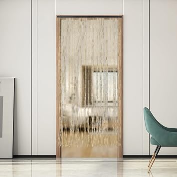 180 * 90cm Natural Wooden Beaded Curtain Door Drape Window Hanging Curtain Bamboo String Curtains for Doorway, Retro Door String Curtain Home Decor, Beige