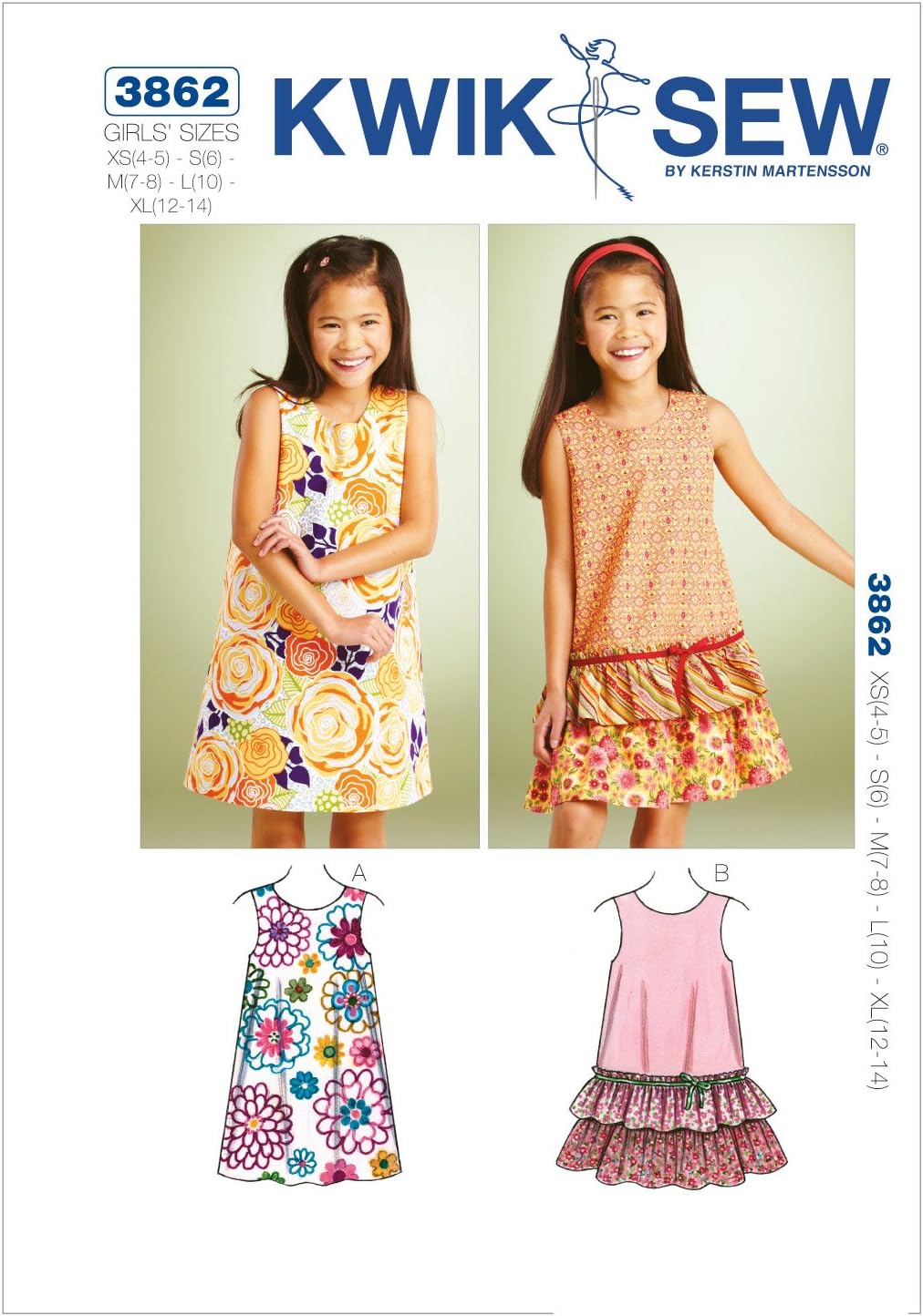Kwik Sew K3862 A-Line Dresses Sewing Pattern, Size XS-S-M-L-XL