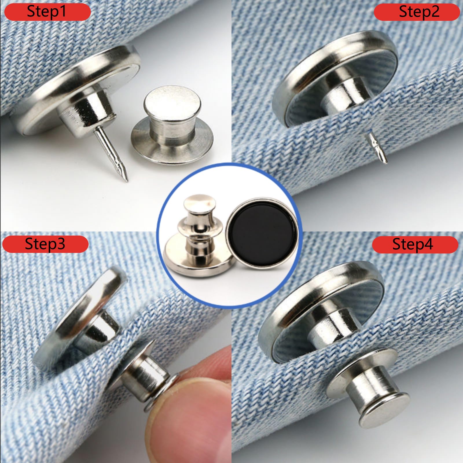 Snapklik.com : BeeSpring 12 PCS Adjustable Buttons For Jeans, 17mm ...