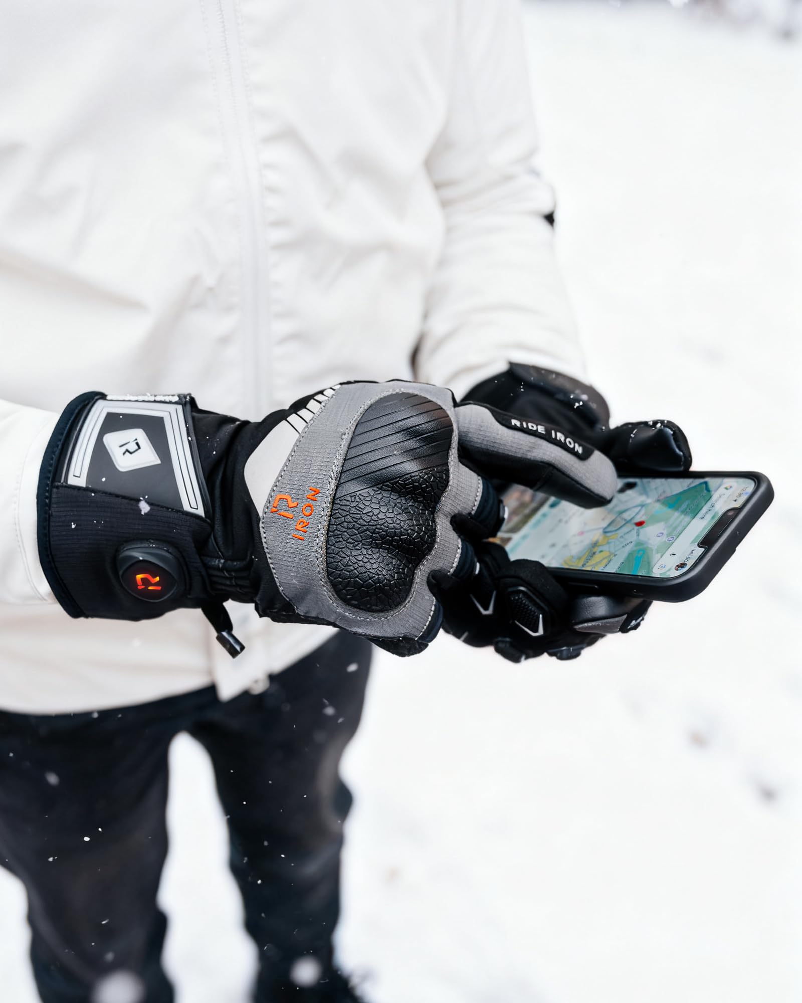RIDEIRON Guantes Moto Calefactables, CE Nivel 1 KP, Pantalla Táctil | Calor hasta las puntas de los dedos, 3 niveles, modo inteligente, batería recargable de 7,4 V e impermeables, modelo: MG7501H