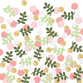 Baby Shower Confetti Greenery Table Decorations Golden Pink Eucalyptus Glitter Green Scatter Flamingo Girls Boho Theme Party Bridal Shower Party Wedding Nursery Decor Supplies 210 Pcs