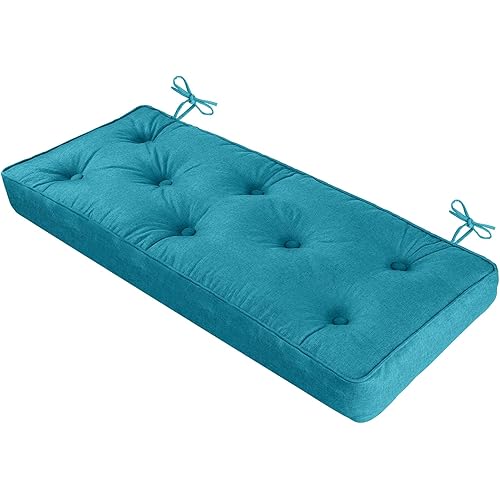 Millsilo Bench Cushion, Bench Cushions for Indoor/Outdoor Furniture, Window Seat Cushions, Garden Patio Large Pads with Button Reinforcement, for Shoe Bench Dining Porch Bench 36x14x4 inch,Teal