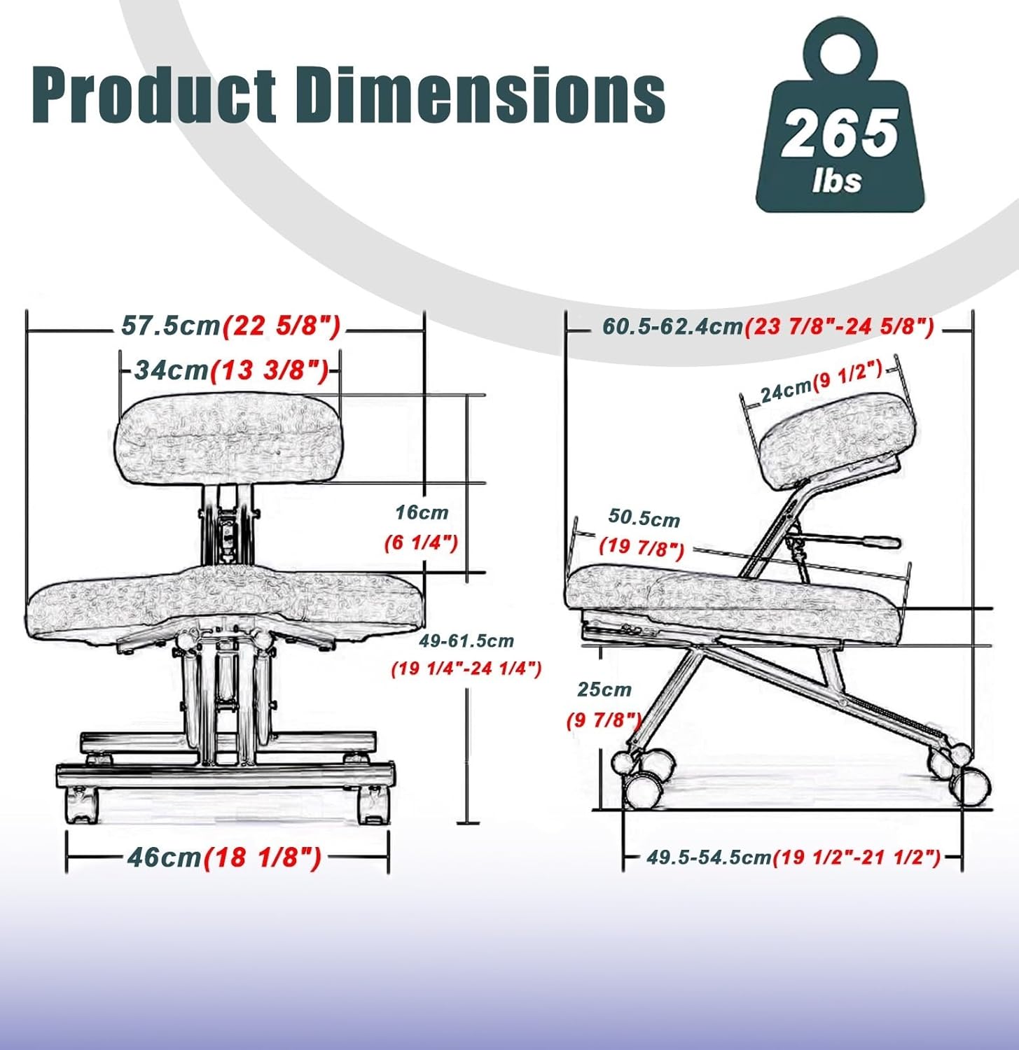 Kneeling Chair Meditation Stool Chair with 2 Cushions, Flexible Cross Leg Kneeling Chairs for Home Office, Orthopedic Correcting Stools with Adjustable Tilt Angle