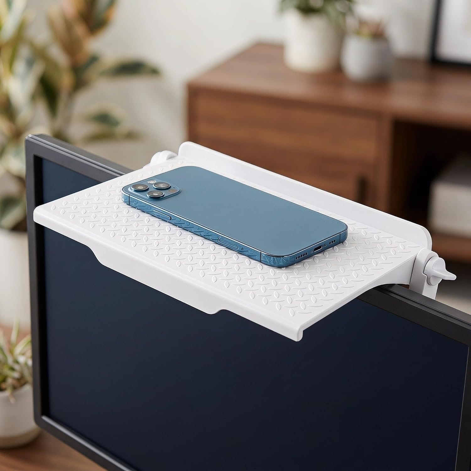 Toddmomy TV Screen Top Shelf, No Drill Monitor Top Shelf, Media Box Stand for Cable Box, Router, Streaming Device, Game Console, Anti-Slip Flat Panel Above TV Holder image 5