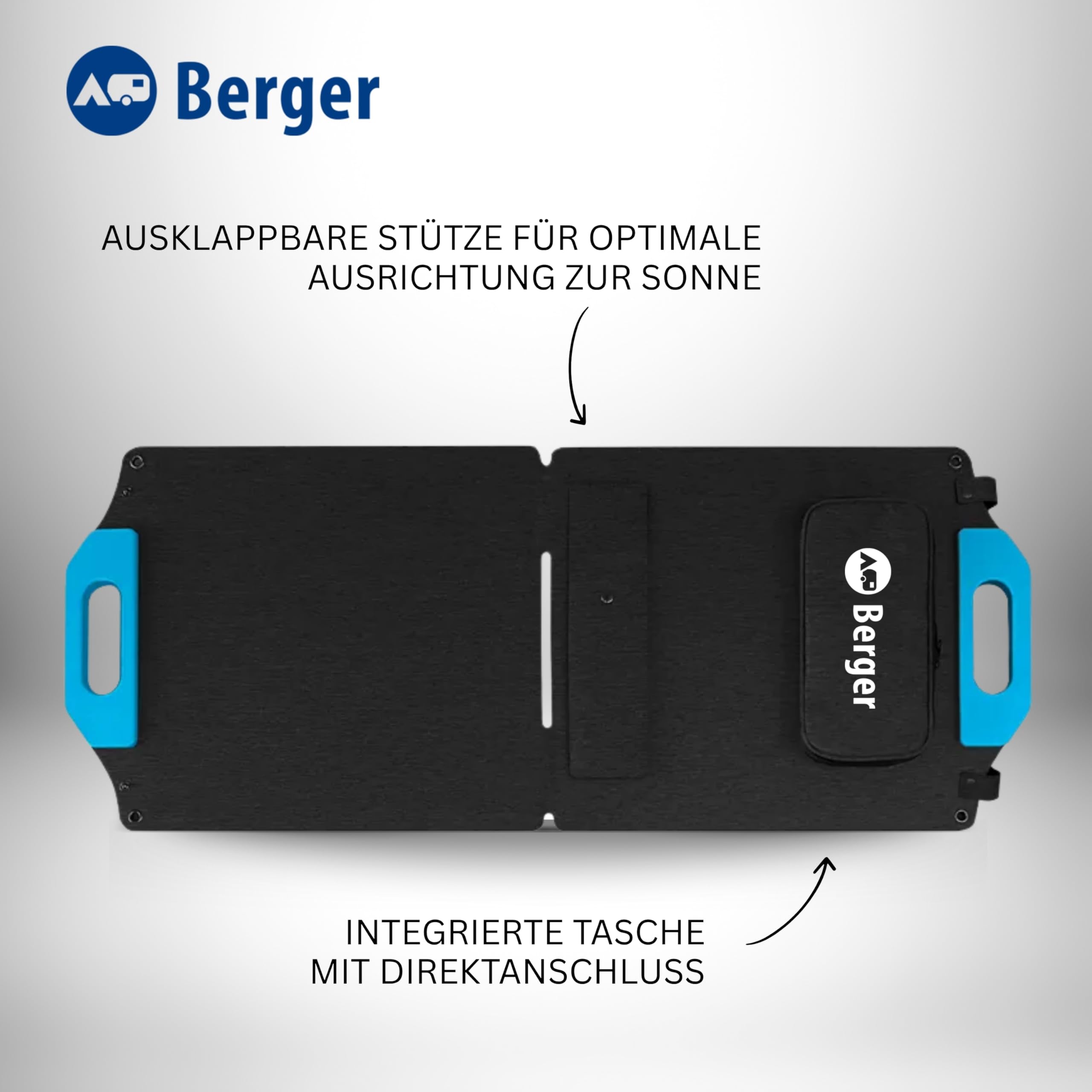 BERGER faltbares Solarpanel Monokristallines 60W bis 300W Solarmodul für Camping Outdoor Powerstation Batterie