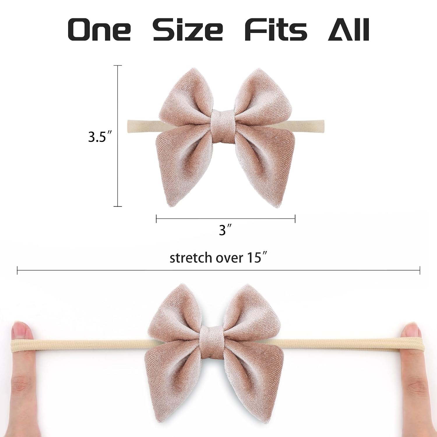 YanJie Velvet Bows Baby Girl Headband Sailor Hair Bow Newborn Nylon Headband Elastic Baby Headbands Hair Accessories for Infant Toddlers Kids
