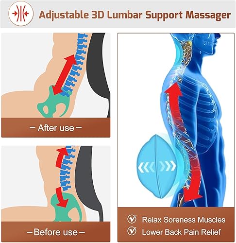 Miniatura 4 de Almohadilla para silla de masaje de espalda, soporte lumbar 3D, masajeador eléctrico de espalda para aliviar el dolor de espalda, cojín de asiento