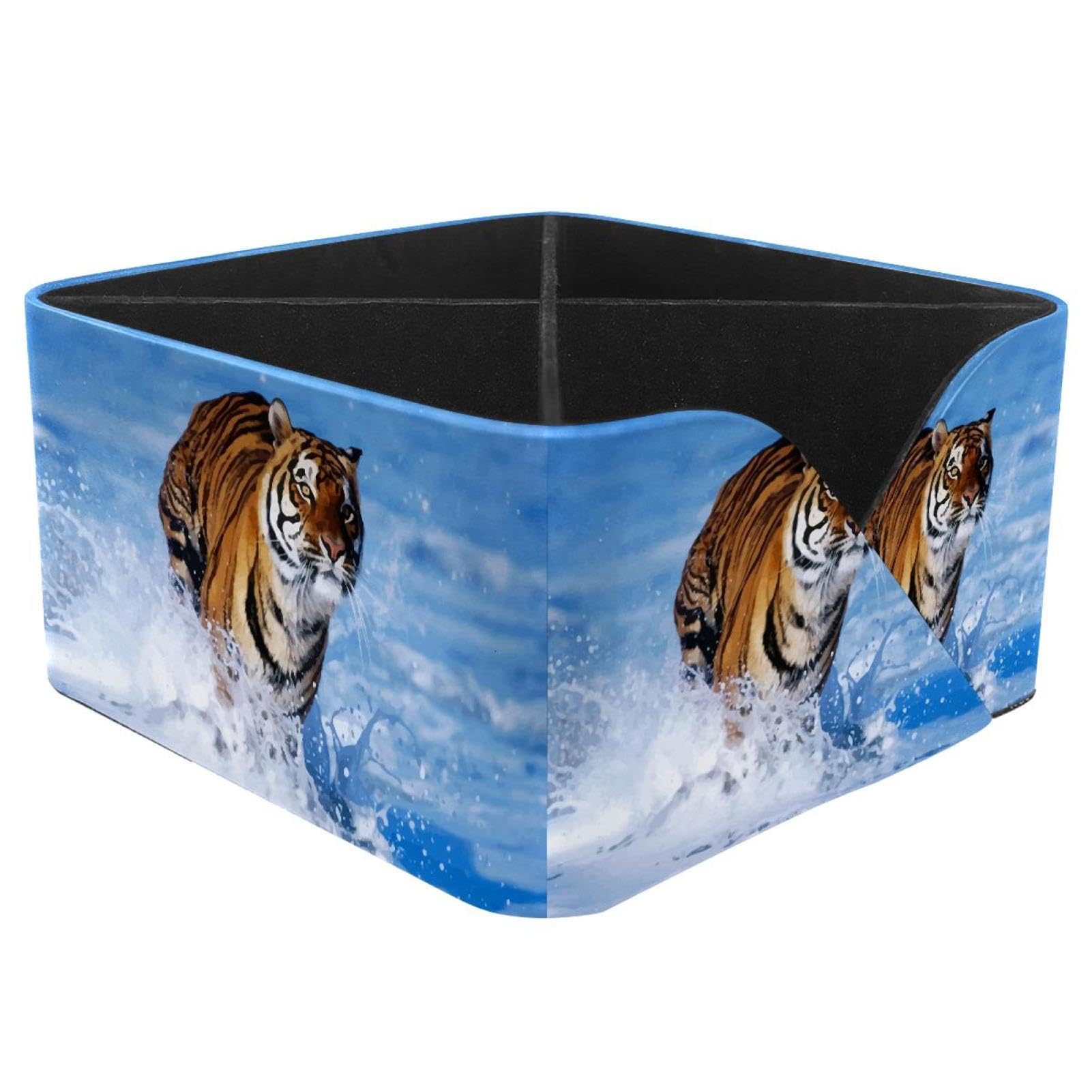 KengjuTesu Bengal Tiger Desktop Organizer Pen Holder, Rectangular Pencil Cup for Office, Study and Makeup Stations