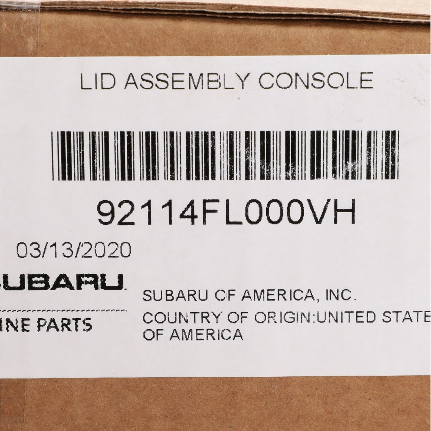 Subaru Center Console Lid Assembly for 2017-2023 Crosstrek Impreza - 92114FL002VH - Genuine OEM