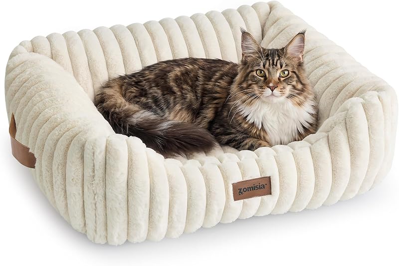Cama ortopédica retangular para gatos ZOMISIA com capa removível lavável e base antiderrapante – 63,5 x 53,34 x 22,86 cm