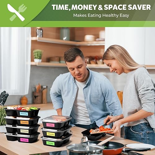 Miniatura 7 de Glotoch - Paquete de 50 recipientes de preparación de comidas de 32 onzas aptas para microondas, recipientes extra grandes y gruesos para