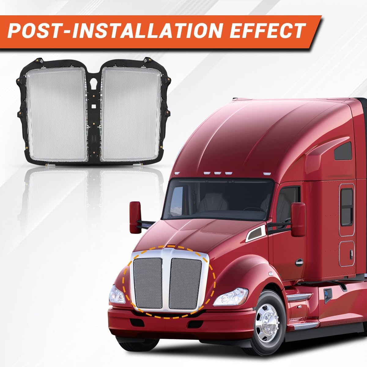 Grille Insert for Kenworth T680 2015-2022 [w/Screen Bracket] Iron Net OE Replacement Kenworth T680 Front Grill