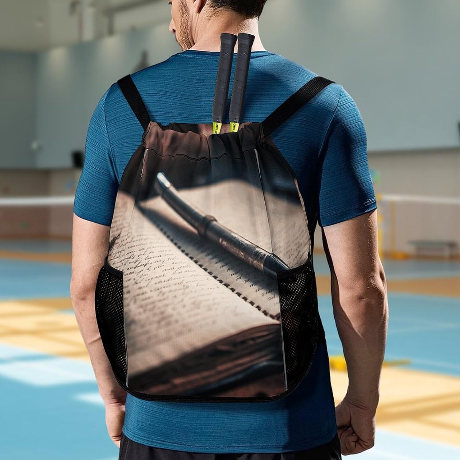 Sports Drawstring Backpack Notes Taken Lightweight Backpack Dry And Wet Separation Large Capacity