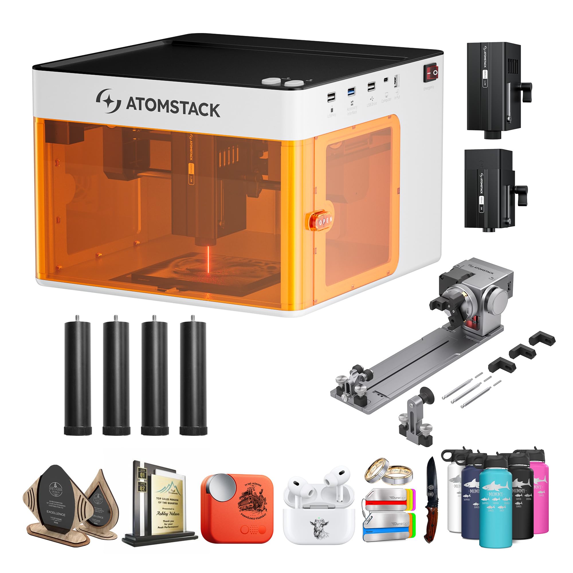 ATOMSTACK P1 デュアルレーザー彫刻機 1.2W/5W Amazon.co.jp: ATOMSTACK P1 デュアルレーザー彫刻機 & R8 チャック式