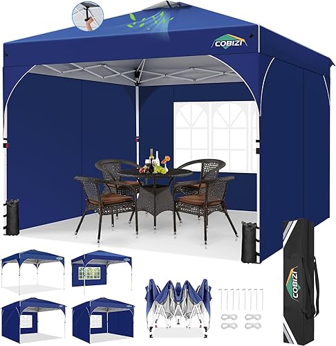Miniatura 33 de COBIZI Carpa con Toldo 10x10 Pop Up, Toldo de Fácil Instalación con Paredes Laterales Impermeable y UPF 50+, Carpa Instantánea Comercial de Servicio